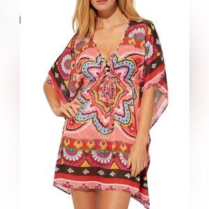 Bleu Rod Beattie Go For Bold Chiffon Caftan Cover Up dress women flowy boho